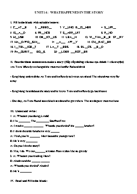 Bài tập ôn luyện Tiếng anh lớp 5 - Unit 14 What happened in the story